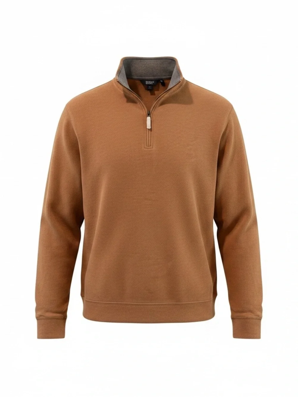 Lands’ End Men’s 2XL Quarter Zip Pullover Camel Ribbed Sweater